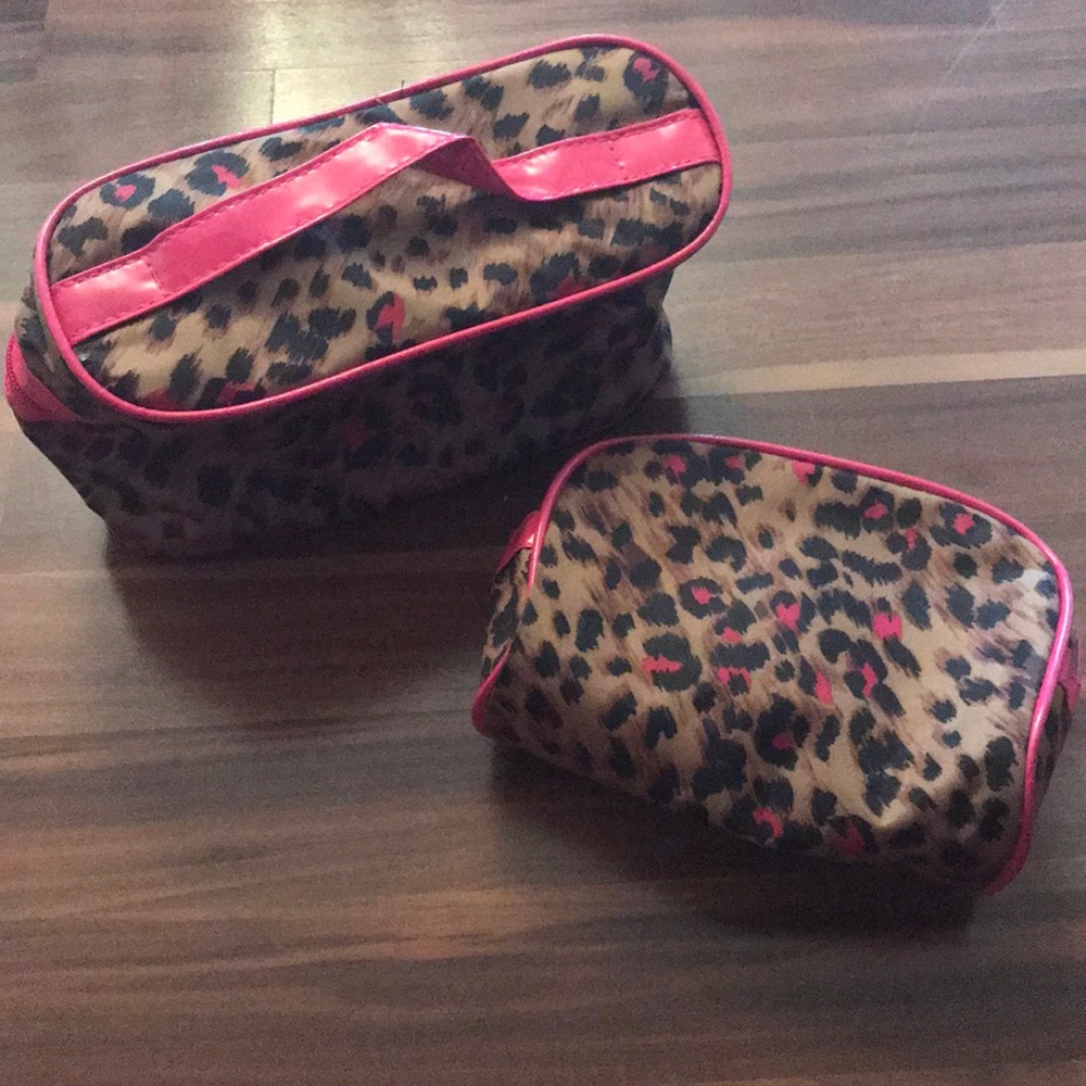 Leopard print makeup bags